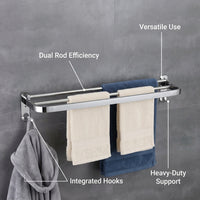 Bathroom Towel Rail, Drill Wall Mounted Rack for Homeowners, Premium 304 Stainless Steel Kitchen Hanger, Heavy Duty Hand for