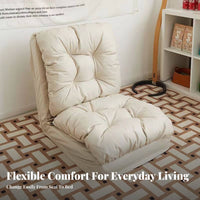 Multi-Functional Convertible Armchair Bed Space-Saving Adjustable Futon Lounger Easy Assembly Floor Sofa Low-Slung Design for Apartment Dwellers, Students, Young Adults, Bedroom, Living Room, Small Areas, Reading Nook