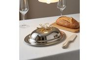 Iron Oval Butter Box Polished Finish Leaf Lid Butter Box Decorative Kitchen Storage Multi-Purpose