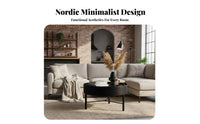 Nordic Design Round Table with Rotating Top Modern Minimalist Design Convertible Top Coffee Table Space-Saving Living Room Furniture Hidden Storage for Small Apartment Dwellers, Homeowners, Young Adults, Lounge Area, Bedroom