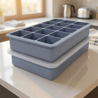 Baby Food Grade Silicone Ice Trays for Home Bar, Easy Release Ice Box with 15 Compartments for Party Supplies, Reusable 18.7*11.8*3.5cm Design