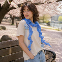 Y2K Irregular Spiral Knit Scarf for Women - Trendy Decorative Necktie