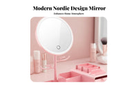 Lighted Mirror with Storage Base light-emitting diode Lighting Makeup Organizer Large Capacity