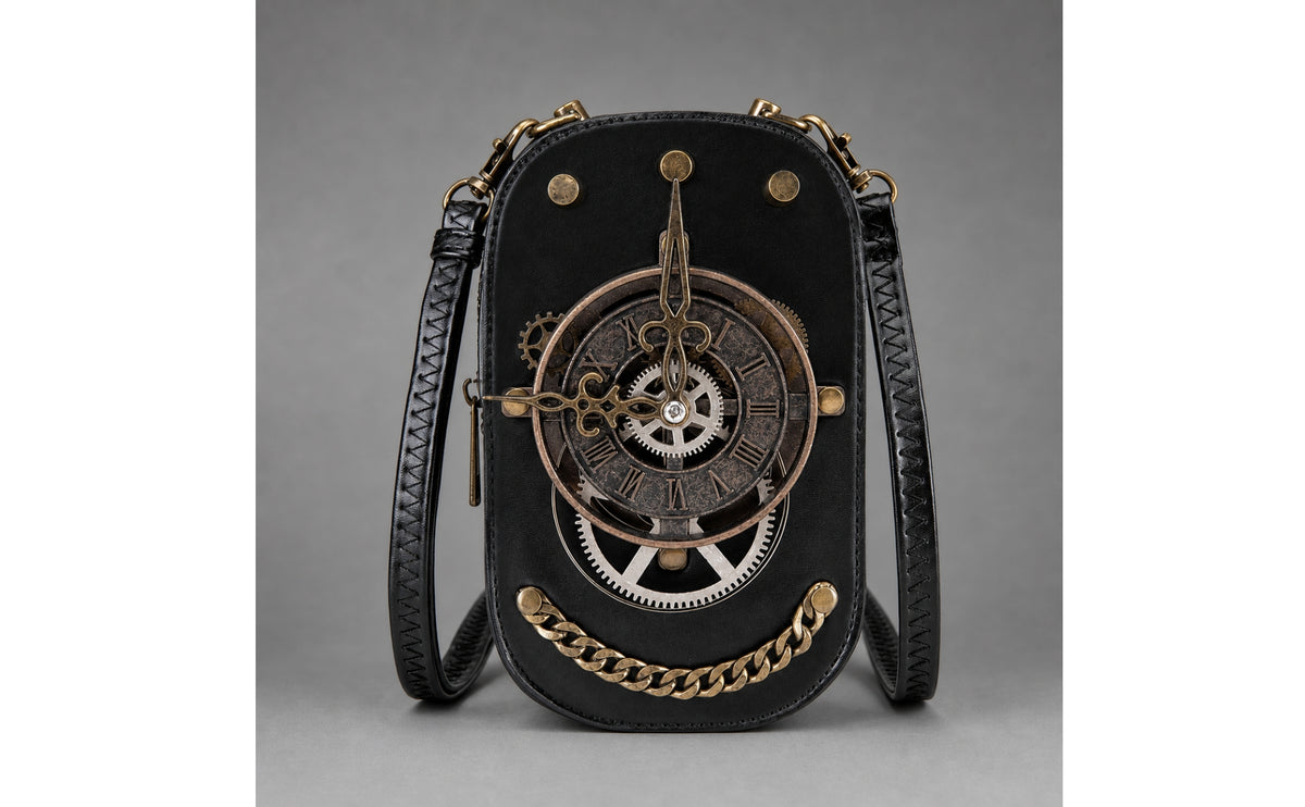 Steampunk Gear Shoulder Bag Gothic Crossbody Shoulder Bag Small Mini Purse Compact for Cosplayers
