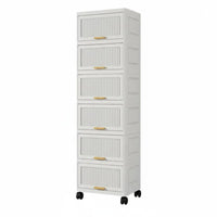 Easy to Move Mobile Cart with Flipdrop-fold-down Bins Multi-Functional 3-Tier Storage Trolley Large Capacity Household Organizer particle-resistantresistant for Families, Homeowners, Kitchen, Living Room, Bedroom, Bathroom