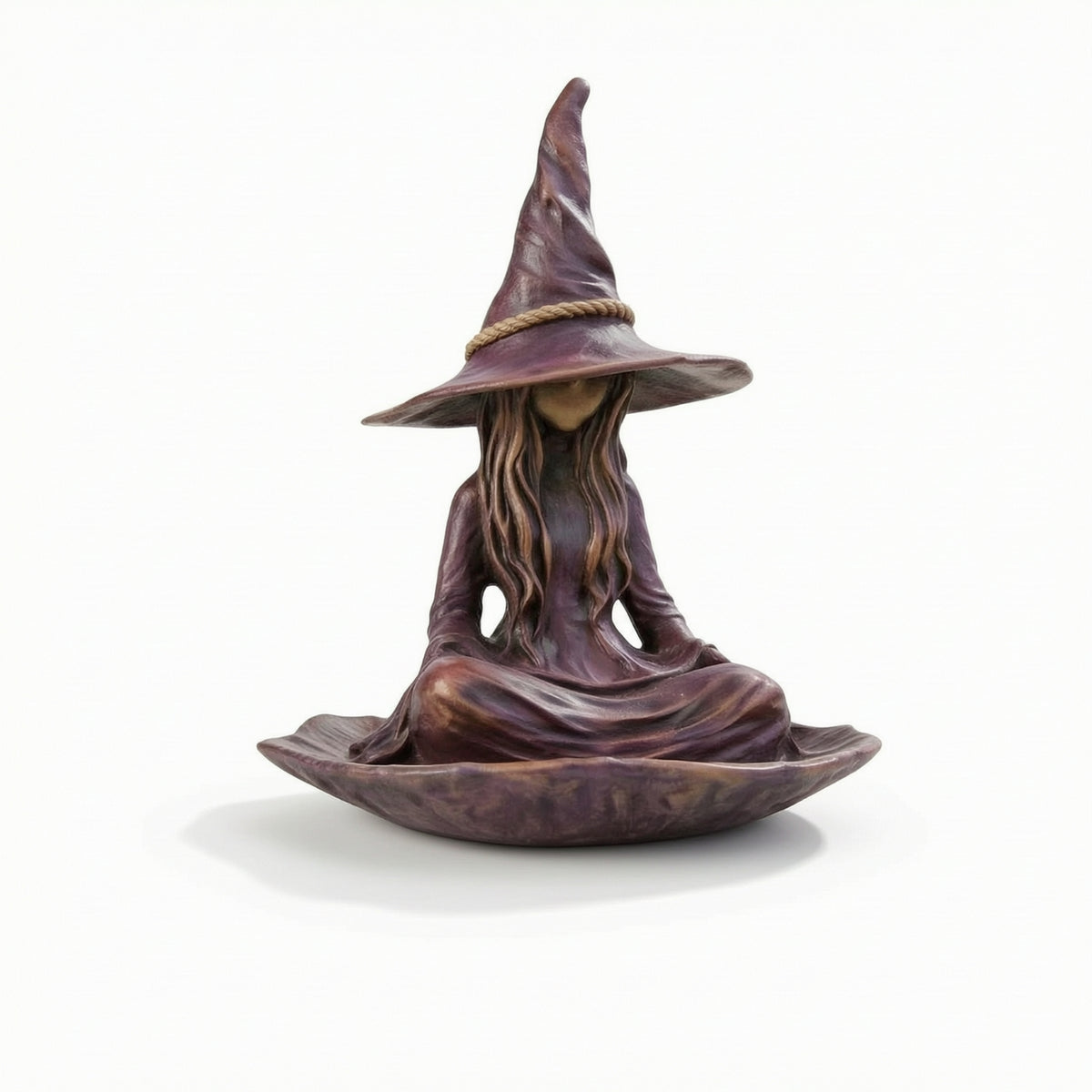 Meditating Witch Bird Feeder Purple Witch Statue Feeder Weather-Resistant