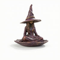 Meditating Witch Bird Feeder Purple Witch Statue Feeder Weather-Resistant