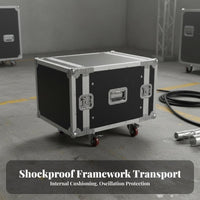 Rolling Audio Rack Double Door Entry Wheeled Gear Trdetachk Shockproof Traveling Case for Gathering Production Crews, Musicians, Concerts, Traveling