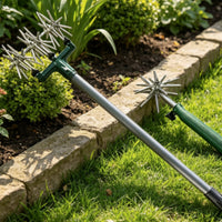 Rust-Proof Manual Rotary Tiller Long Handle Soil Loosener Toothed Wheel Cultivator for Gardeners, Homeowners, Garden, Vegetable Plot, Flower Bed