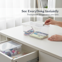 Desktop Storage Box with Lid, Transparent PP, A4/A3 Document Organizer for Stationery and Office Supplies