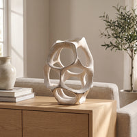 Openwork Sphere Sculpture Abstract Geometric Sphere Ornament Sculptural Decorative Ball for Homeowners, Art Collectors, Entryway
