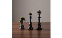 3 Pieces Resin Chess Decor Modern Chess Piece Statue Resin Figurine Sturdy Long-Lasting for Bookshelf, Desk