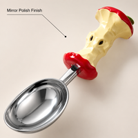 Shiny Finish Stainless Steel Dessert Spoon, Cute Design Novelty Dessert Spoon, Cartoon Topper Spoon, Mirror Polish Stainless Steel Spoon