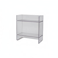 Space-Saving C-Shaped Acrylic Table Transparent Look Acrylic C-Table Minimalist Design Household Furniture Slides Under Sofa for Homeowners, Apartment Dwellers, Students, Small Spaces, Bedroom, Living Room, Home Office