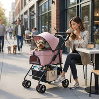 Mesh Pet Stroller with Detachable Carrier Spacious Pet Stroller with Cup Holder Lightweight Stable for Small Pets, Dogs