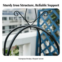 European Design Wrought Iron Flower Stand Weather Resistant Flower Obelisk Support Sturdy Metal Flower Trellis Decorative for Gardeners, Homeowners, Balcony, Outdoor, Patio, Indoor