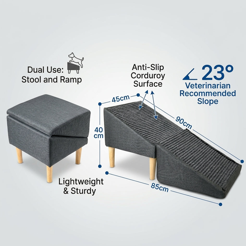 Dog Steps for Bed and Sofa with Foldable Design for Small Portable Pet Stairs with Textile Surface, Lightweight Home Furniture