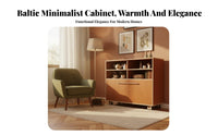 Minimalist Buffet Cabinet on Wheels Multi-Functional Movable Sideboard Cabinet Sturdy & Stable Mobile Buffet Sideboard for Apartment Dwellers, Office