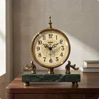 Marble Desk Clock Arabic Numerals Decorative Desk Clock Tabletop for Living Room