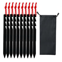 With Pull Cords Serrated Camping Stakes Windproof Aluminum Tent Pegs Includes Storage Bag Heavy Duty Tent Nails for Backpacking