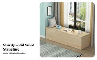 Solid Wood Bay Window Storage Cabinet Multi-Functional Window Seat Storage Bench Multifunctional Tatami Floor Cabinet Large Capacity for Apartment Dwellers, Homeowners, Balcony, Bedroom, Living Room, Entryway