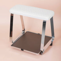 Storage Tray Mobile Pedicure Stool Easy to Clean Salon Foot Rest Bench Space Saving Nail Technician Foot Rest 360° Wheels for Spa