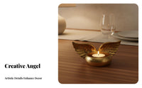 Retro Design Angel Feather Candle Holder Distressed Finish Angel Feather S Tealight Holder for Gift Givers, Women, Living Room, Bedroom