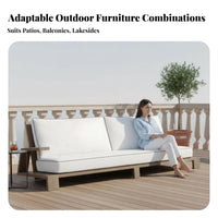 Woven Rope and Wood Furniture Set Waterresistant Woven rear Wooden Seating Set sun-resistant Outdoor Furnishing for Homeowners, Families, Patio, Balcony, Deck