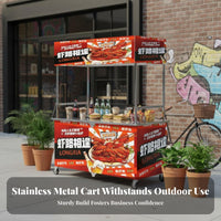 Rustproof Foldable Vending Cart Multi-Purpose Foldable Food Cart Heavy Duty Street Vendor Trolley Space Saver for Small Business Owners, Entrepreneurs, Crafters, Festivals, Trade Shows