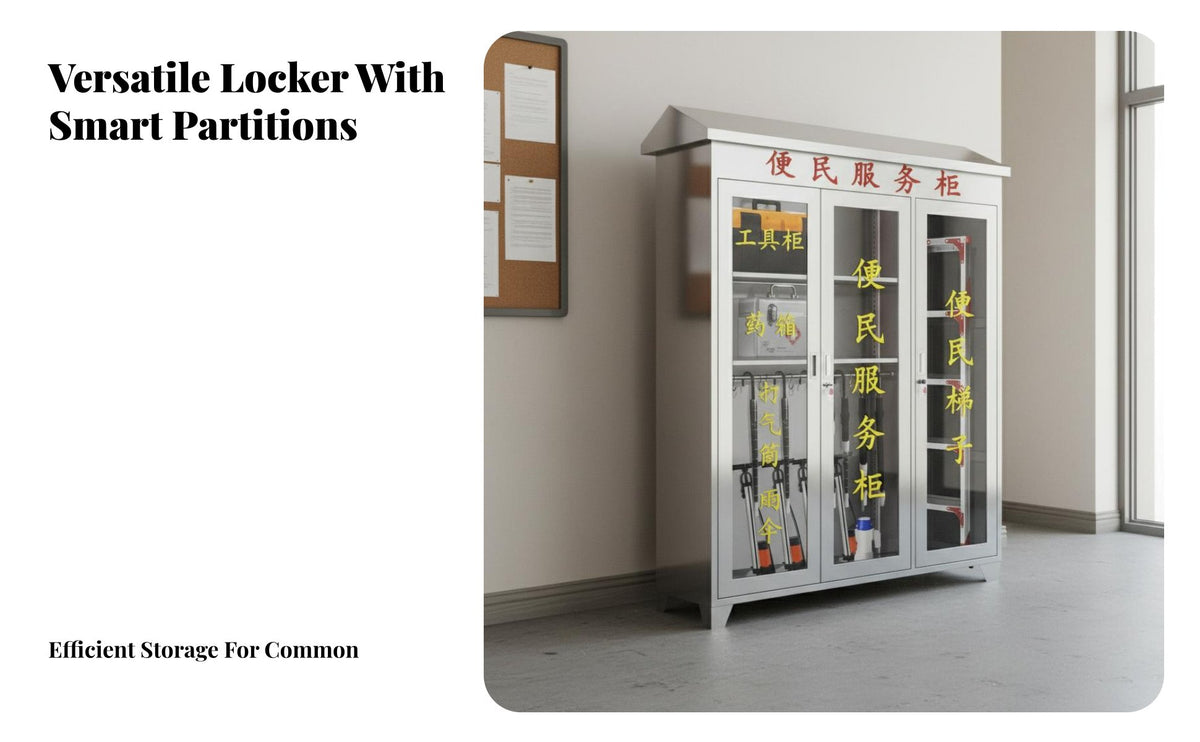 Rust Resistant Stainless Steel Service Cabinet Lockable Glass Door Emergency Cabinet Heavy Duty Community Convenience Station Large Capacity for Residents, Property Managers, Hospital, School, Office Building, Supermarket