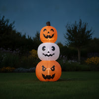Lighted Stacked Pumpkin Inflatable Tall Inflatable Pumpkin with LED Lights Bright Outdoor Decoration Sturdy for Yard, Lawn