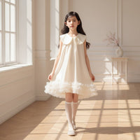 Sleeveless Dress Lightweight Shimmery Doll Dress Breathable Girl Frock for Wedding