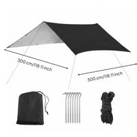 Silver Coated Tarp Water-Resistant Waterproof Sun Canopy SPF 50+ Camping Tarp Shelter for Beachgoers, Campers