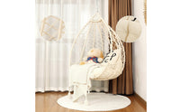 Hanging Basket Chair Woven Hanging Chair with Cushion Padded Furniture for Adults, Teens, Balcony, Bedroom, Living Room