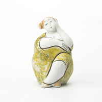 Female Figure Sculpture Handmade Female Figurine Seated Ceramic Figurine for Office Desk