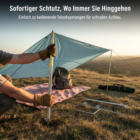Adjustable Telescopic Tent Pole Set with Ground Insert for Awning and Canopy Support