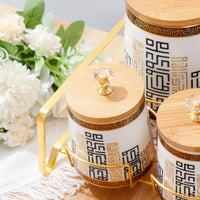 6 Pieces Ceramic Jars with Bamboo Lids Geometric Storage Jars   Cylindrical Storage Container   for Homeowners