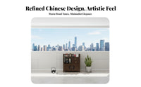 Space Saving Chinese Design Tea Cabinet Stable and Sturdy Living Room Tea Stand Guardrail Design Chinese Design Display Shelf Polished Finish for Home Decorators, Collectors, Book Readers, Study, Office