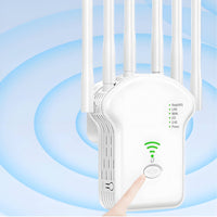 Six Antennas Inline WPS Button Wireless Transmission Range Extender Indicator Lights Wall-Mount