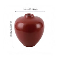 Red Ceramic Vase Rounded Red Decorative Vase Modern Design