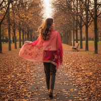 Embroidered Blended Scarf for Women - Korean Style Thin Warm Shawl