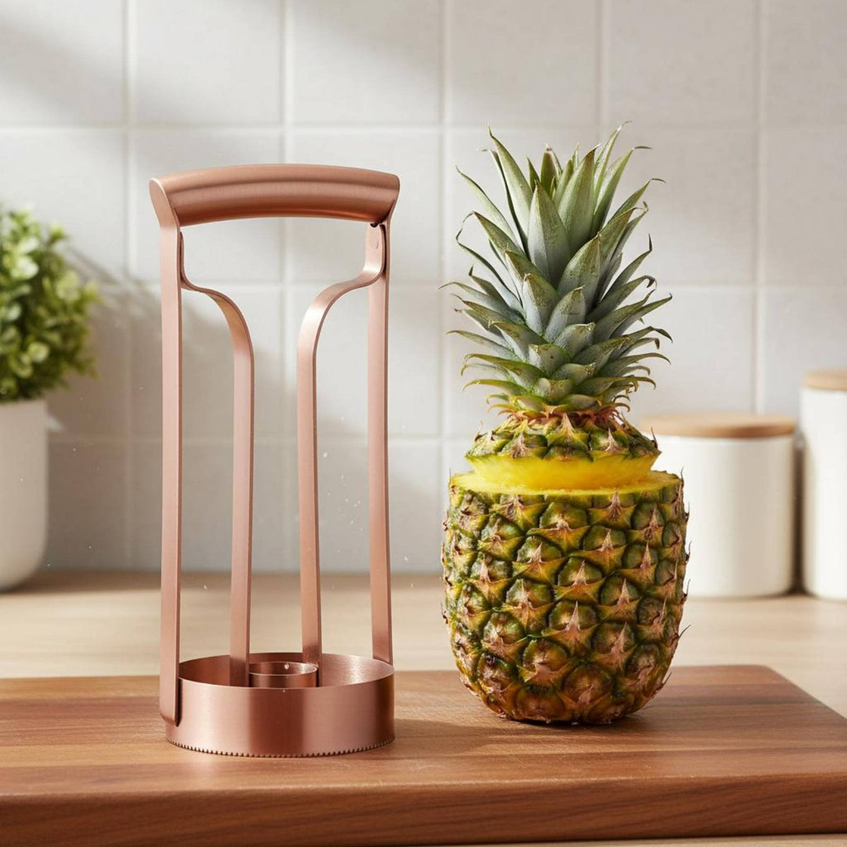 Stainless Steel Pineapple Cutter Cores and Slices Stainless Steel Pineapple Cutter Kitchen Gadget Easy to Use Effort Saving