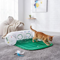 Anti-Boredom Soccer Field Cat Toy Self-Entertainment Interactive Cat Tunnel Set Encourages Exercise Interactive Kitty Tube Portable for Cats, Kittens, Indoor