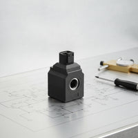 Metal-Lined Opening 24V DC Valve Coil Black Housing 24V Solenoid Valve Coil Square Connector Industrial Part