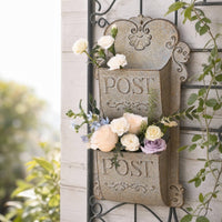 Embossed Lettering Decorative Mailbox Scrollwork Details Wall-Mounted Mailbox Organizer Distressed Finish Rustic Post Box