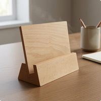 Rectangular Wooden Calendar Stand Slot Design Wooden Card Stand Multifunctional Desk Decor Minimal