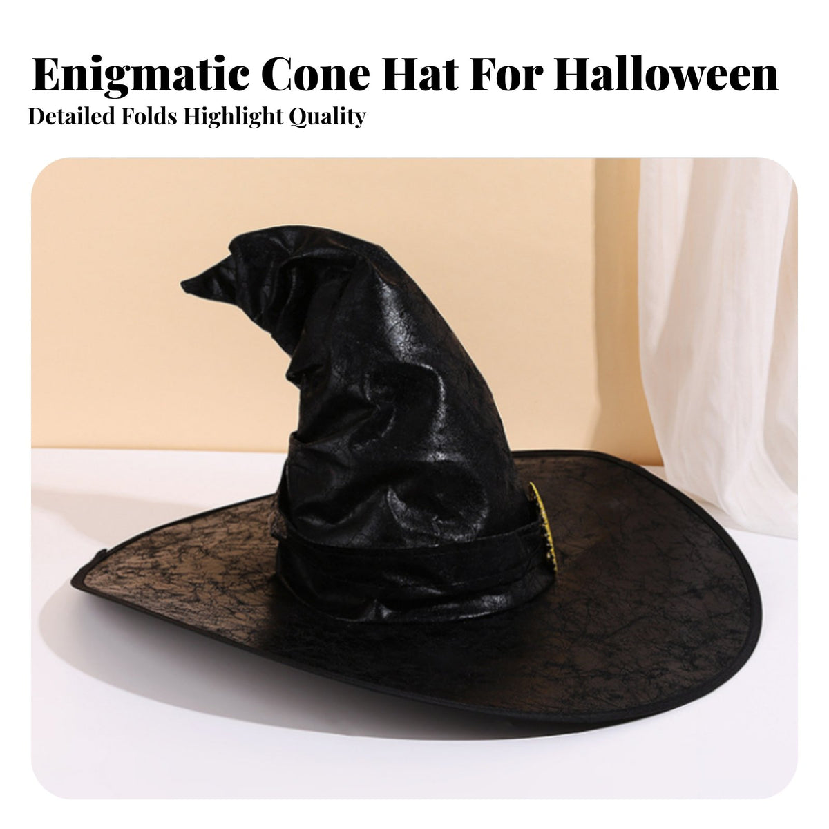 Witch Hat Decorative Buckle Sorcerer Hat Costume Accessory Lightweight Suede-Like Material for Adults, Halloween