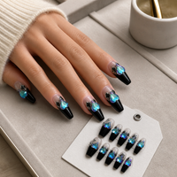 Handmade Gradient Cat Eye Glitter Press-On Nails, Reusable Artificial Nail Tips for Women