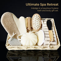 Bath Accessories Set for Adults, 9 Piece Kit with Sponge Ball, Exfoliating Collection for Daily and Gift Giving