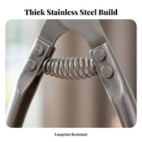 Stainless Steel Snail Tail Cutter Pliers Curved Handles Spring-Loaded Snail Pliers Riveted Joint Manual Tool Silver Finish
